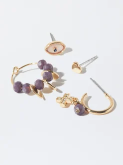 PARFOIS Conjunto De Pendientes Dorados Multicor Clearance
