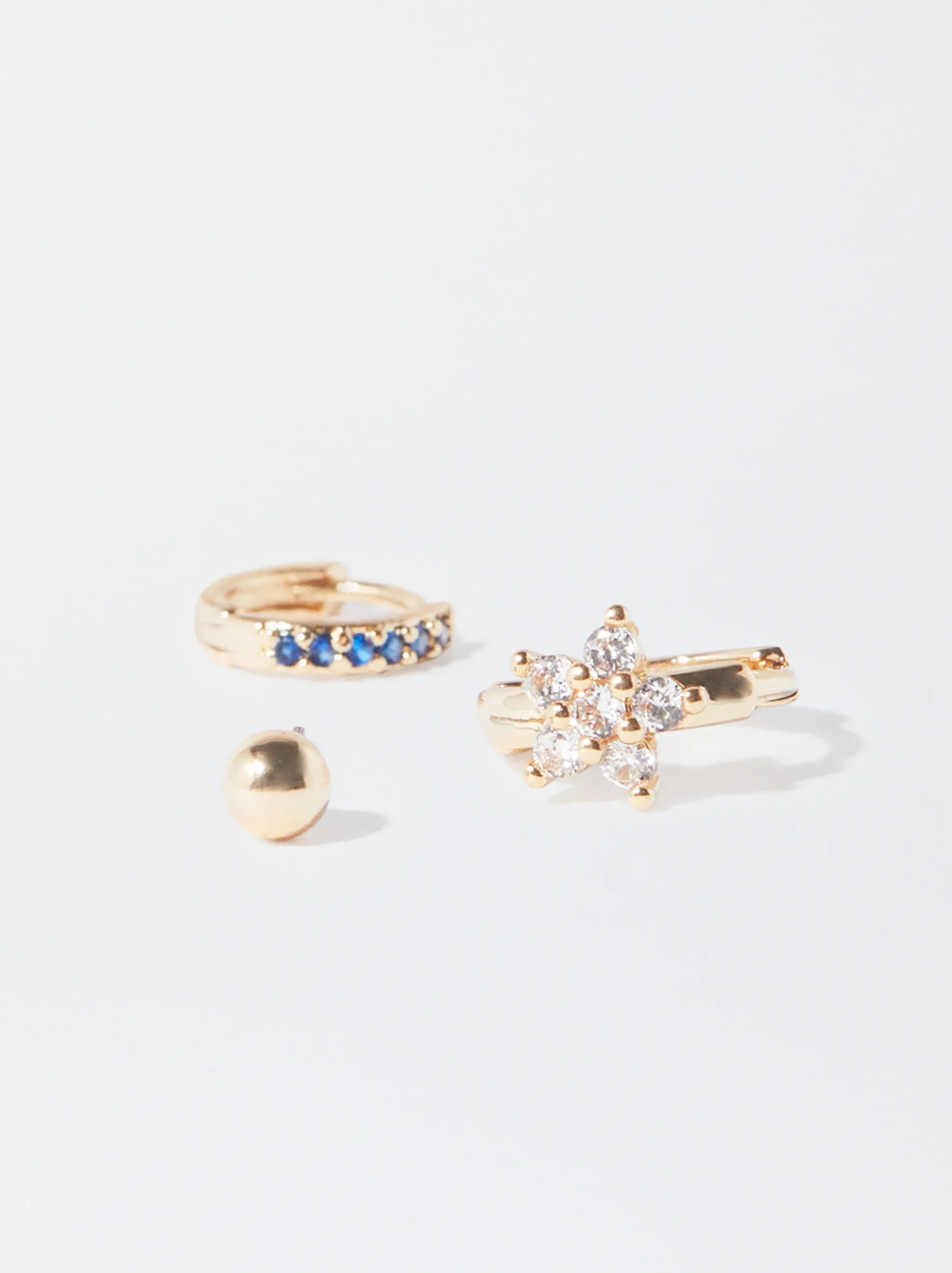 PARFOIS Conjunto De Pendientes Dorados Con Circonitas Multicor Best