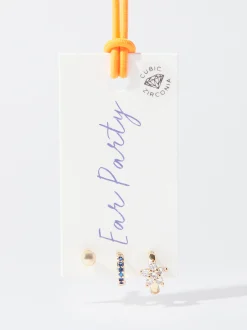 PARFOIS Conjunto De Pendientes Dorados Con Circonitas Multicor Best