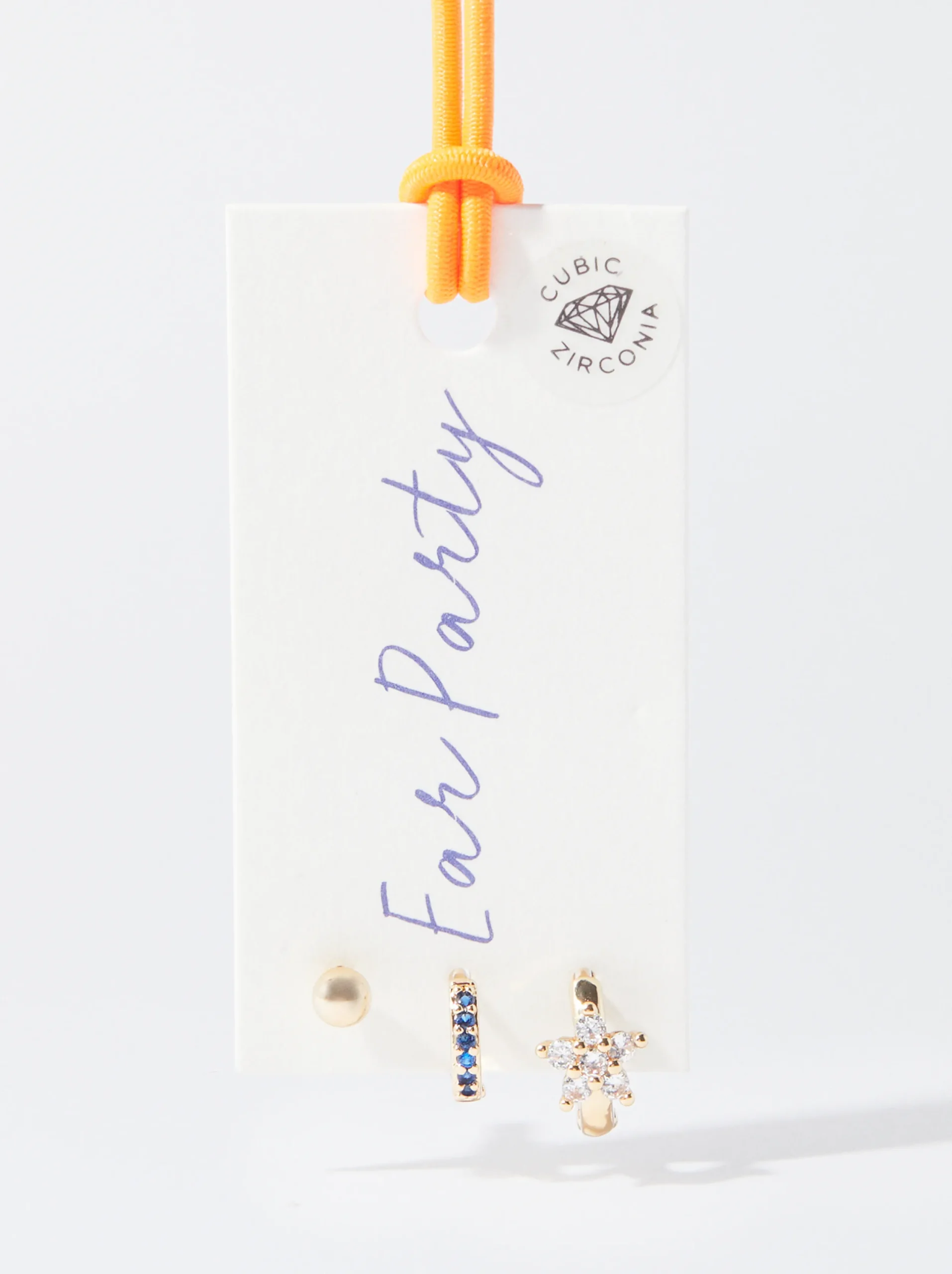 PARFOIS Conjunto De Pendientes Dorados Con Circonitas Multicor Best