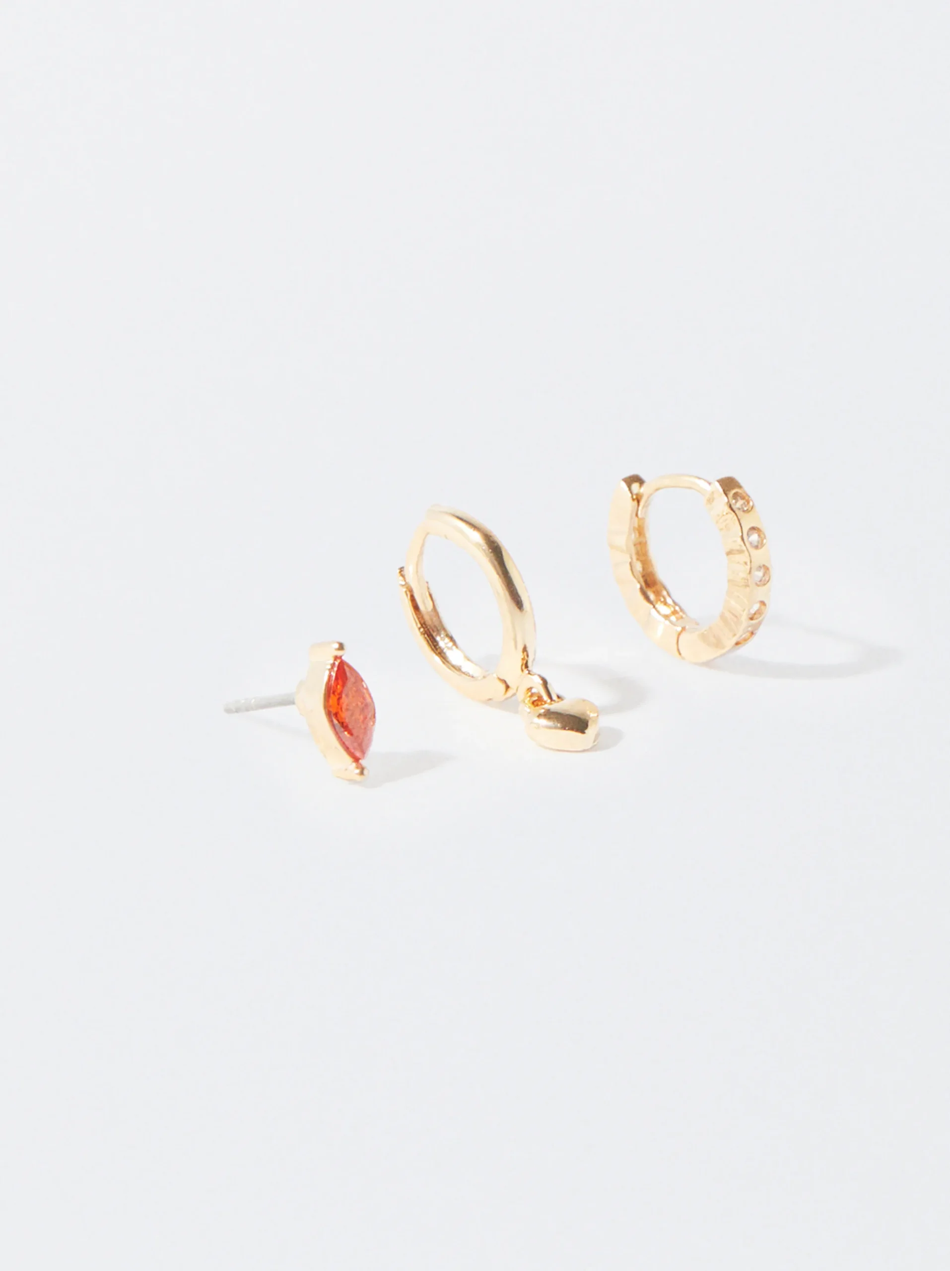 PARFOIS Conjunto De Pendientes Dorados Con Circonitas Multicor Discount