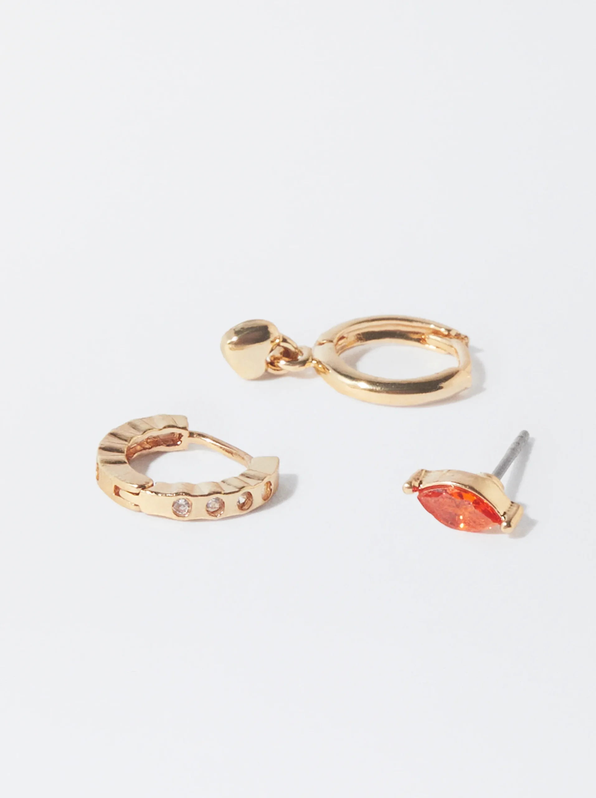 PARFOIS Conjunto De Pendientes Dorados Con Circonitas Multicor Discount