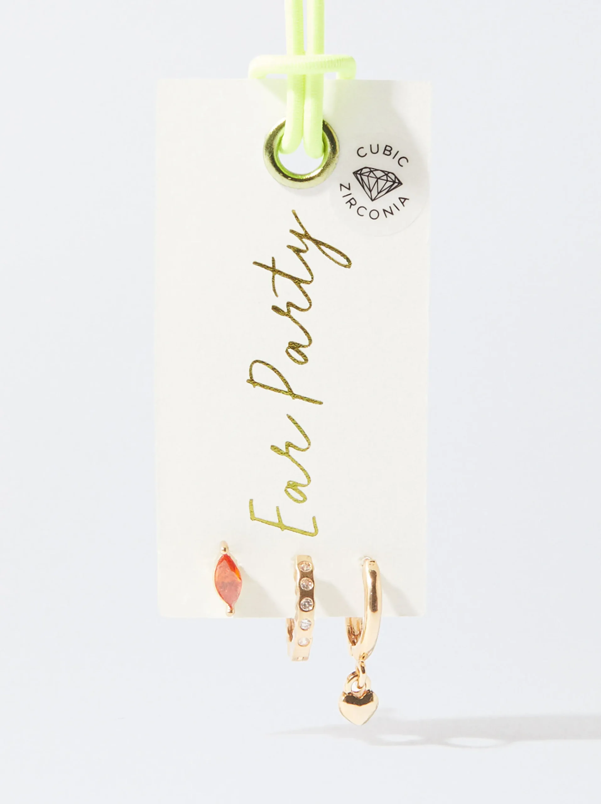 PARFOIS Conjunto De Pendientes Dorados Con Circonitas Multicor Discount