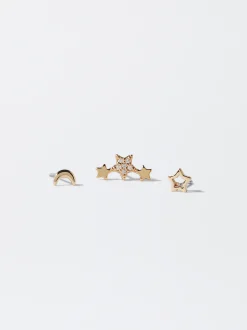 PARFOIS Conjunto De Pendientes s Con Circonitas Dorado Hot