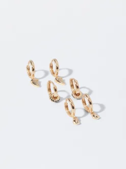 PARFOIS Conjunto De Pendientes Dorados Con Circonitas Negro Discount