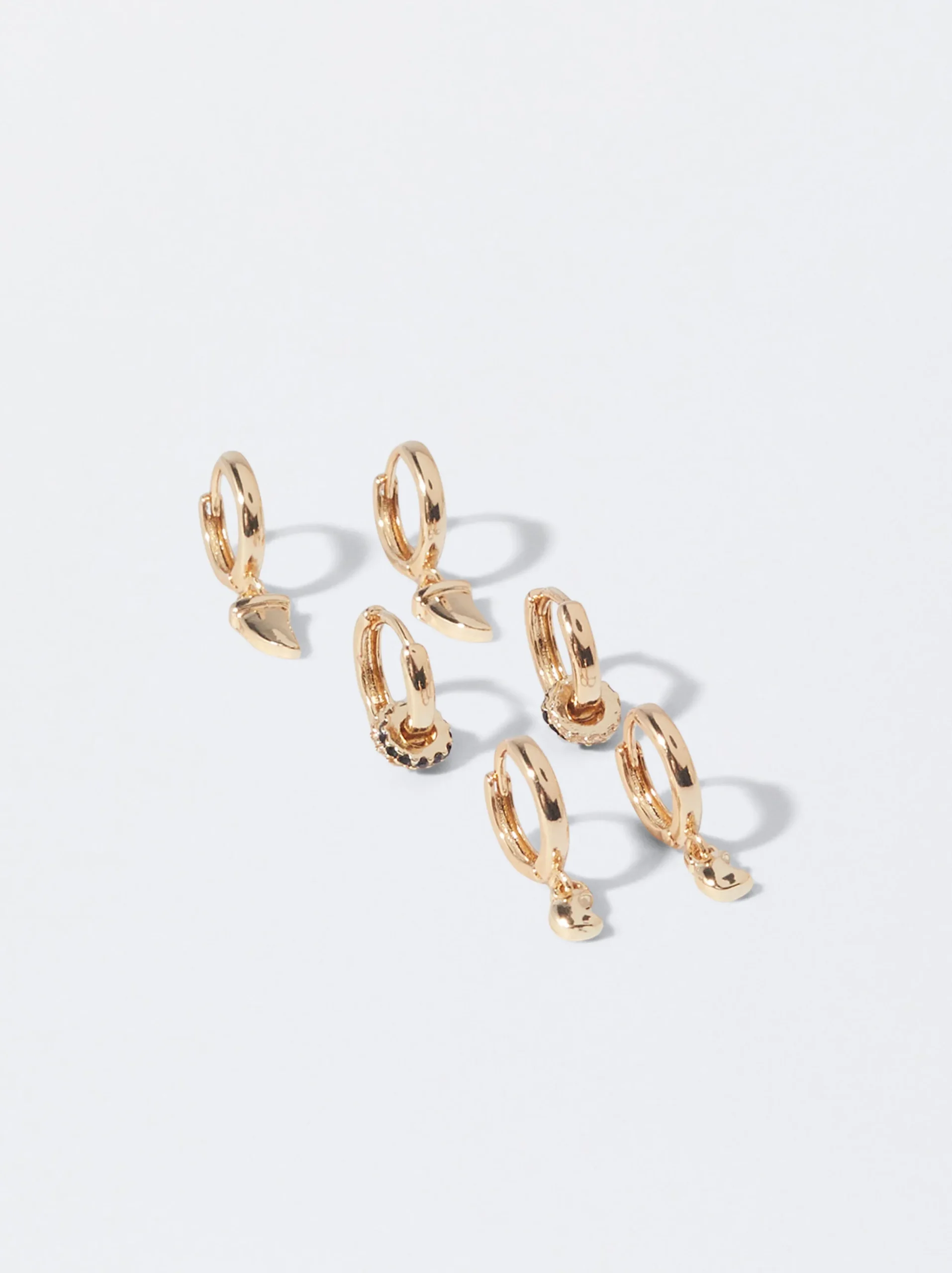 PARFOIS Conjunto De Pendientes Dorados Con Circonitas Negro Discount