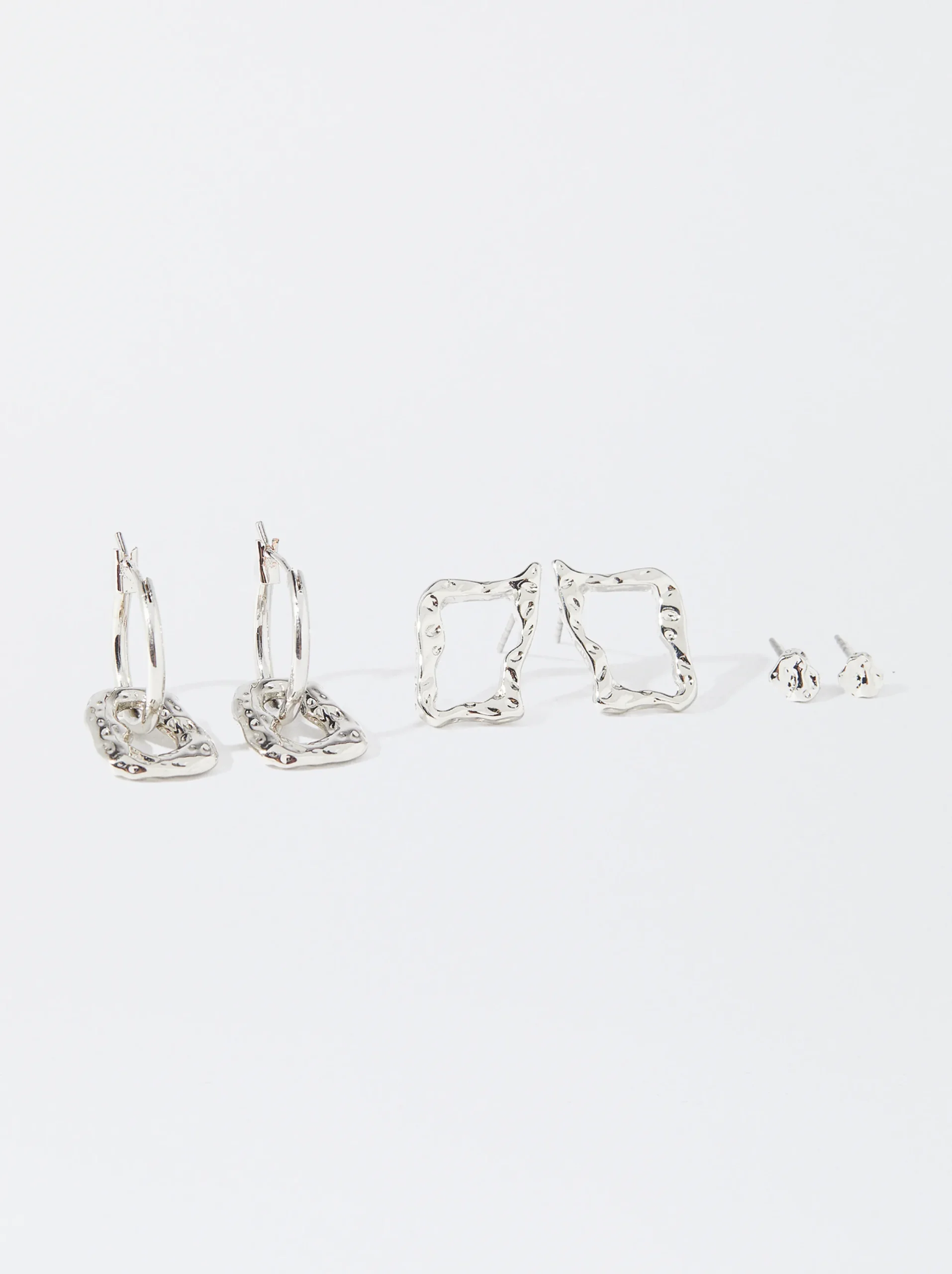 PARFOIS Conjunto De Pendientes En Relieve Plateado Store