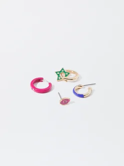 PARFOIS Conjunto De Pendientes Esmaltados Multicor Sale