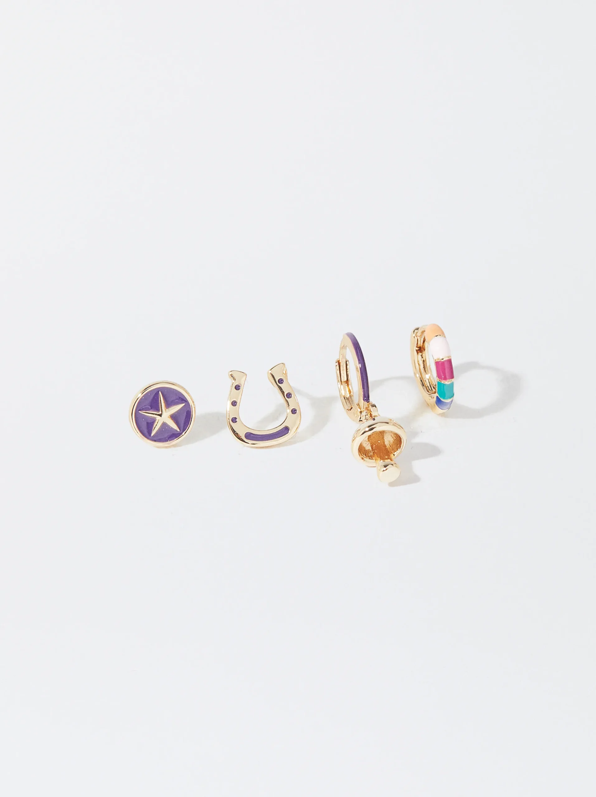 PARFOIS Conjunto De Pendientes Esmaltados Multicor Flash Sale