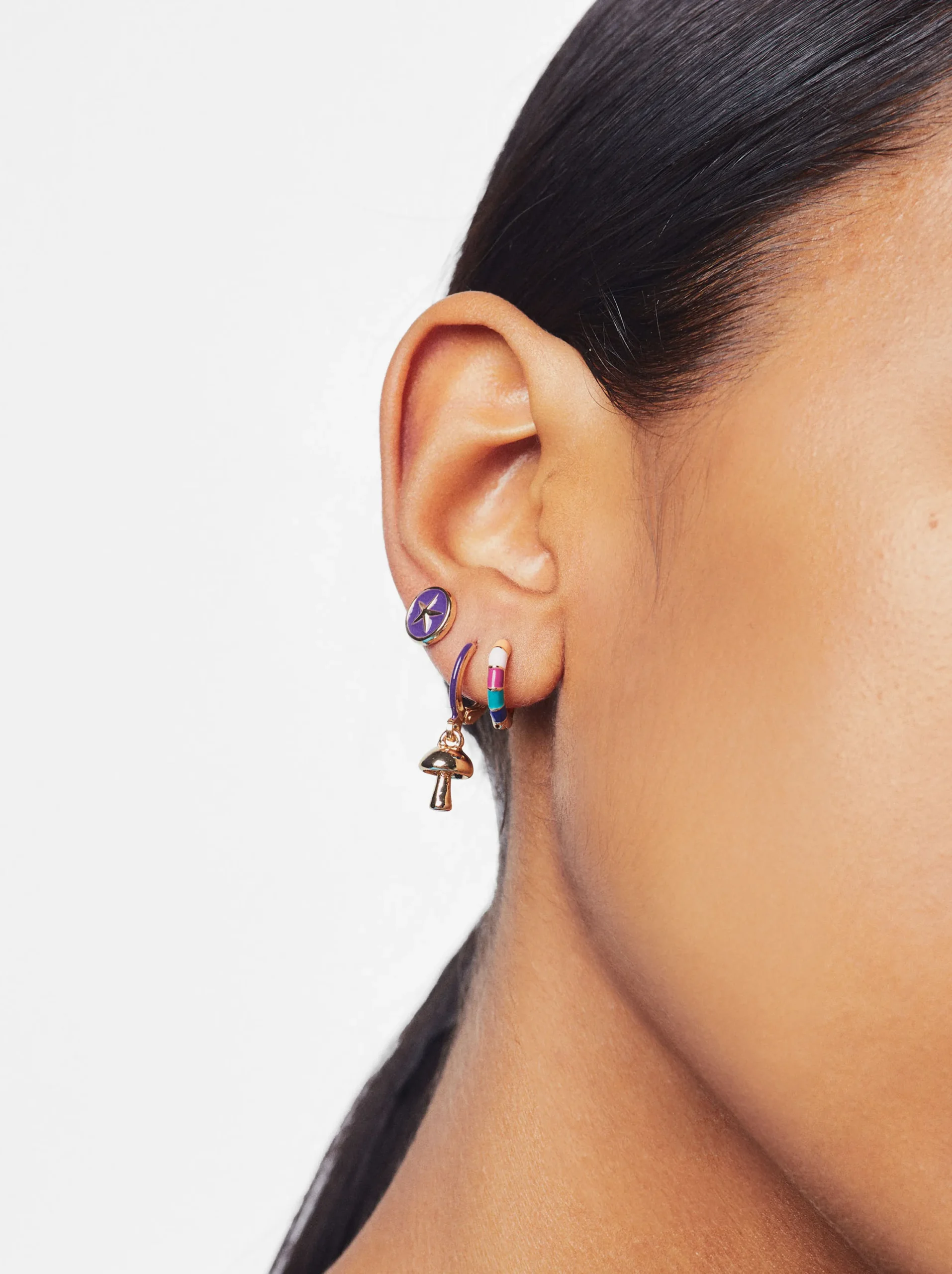 PARFOIS Conjunto De Pendientes Esmaltados Multicor Flash Sale