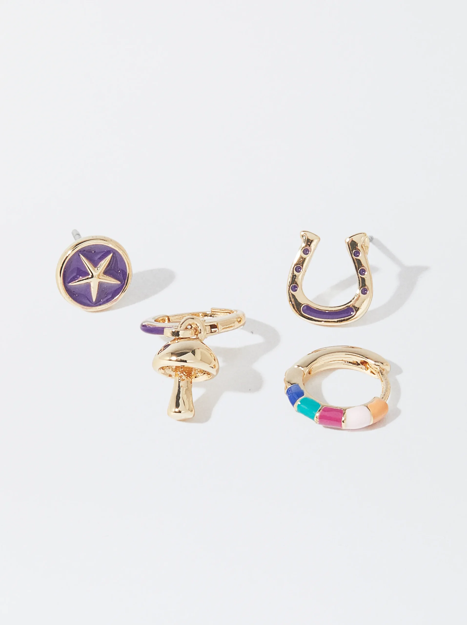 PARFOIS Conjunto De Pendientes Esmaltados Multicor Flash Sale