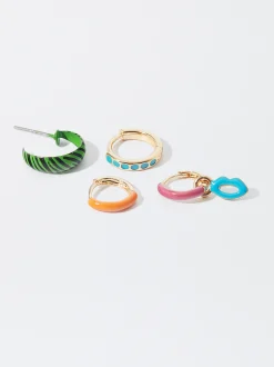 PARFOIS Conjunto De Pendientes Esmaltados Multicor Flash Sale
