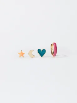 PARFOIS Conjunto De Pendientes Esmaltados Multicor Cheap