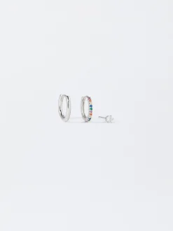 PARFOIS Conjunto De Pendientes Plateados Con Circonitas Multicor Fashion