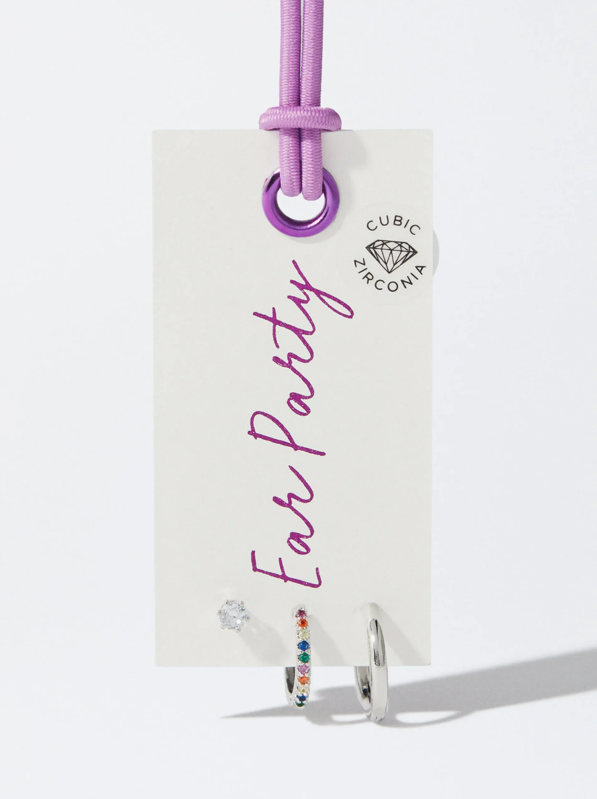 PARFOIS Conjunto De Pendientes Plateados Con Circonitas Multicor Fashion