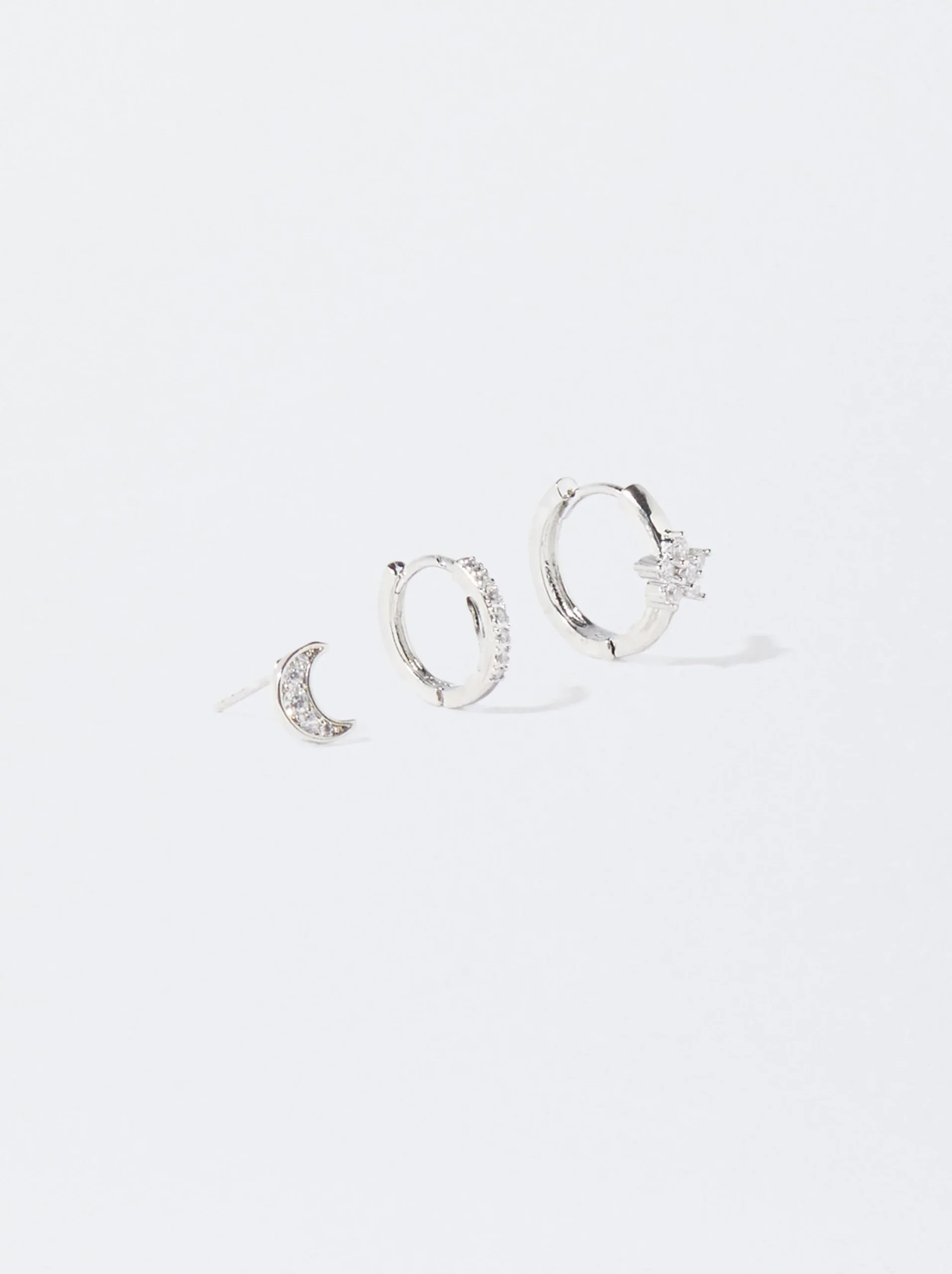 PARFOIS Conjunto De Pendientes Plateados Con Circonitas Multicor New