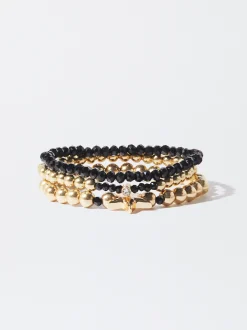 PARFOIS Conjunto De Pulseras Elásticas Negro New