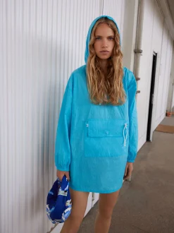 PARFOIS Cortavientos De Bolsillo Con Capucha Azul Discount