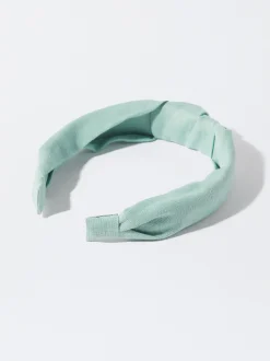 PARFOIS Diadema Ancha Nudo Lino Azul Store