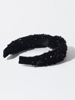 PARFOIS Diadema Con Lentejuelas Negro Clearance