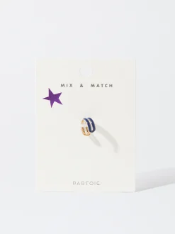 PARFOIS Ear Cuff Con Esmalte Azul Marino Hot