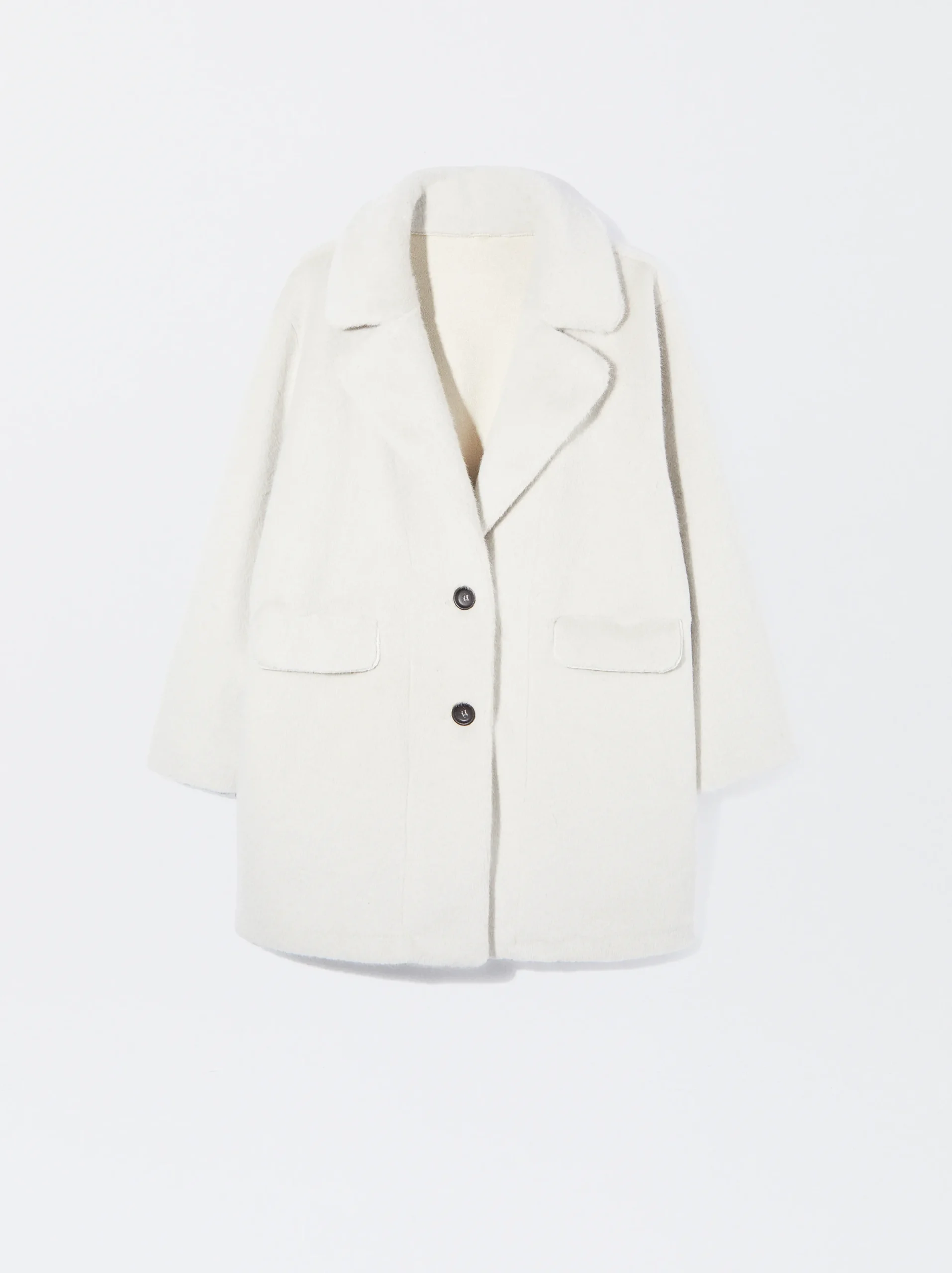 PARFOIS Exclusivo Online - Abrigo De Pelo Bolsillos Solapa Crudo Best Sale