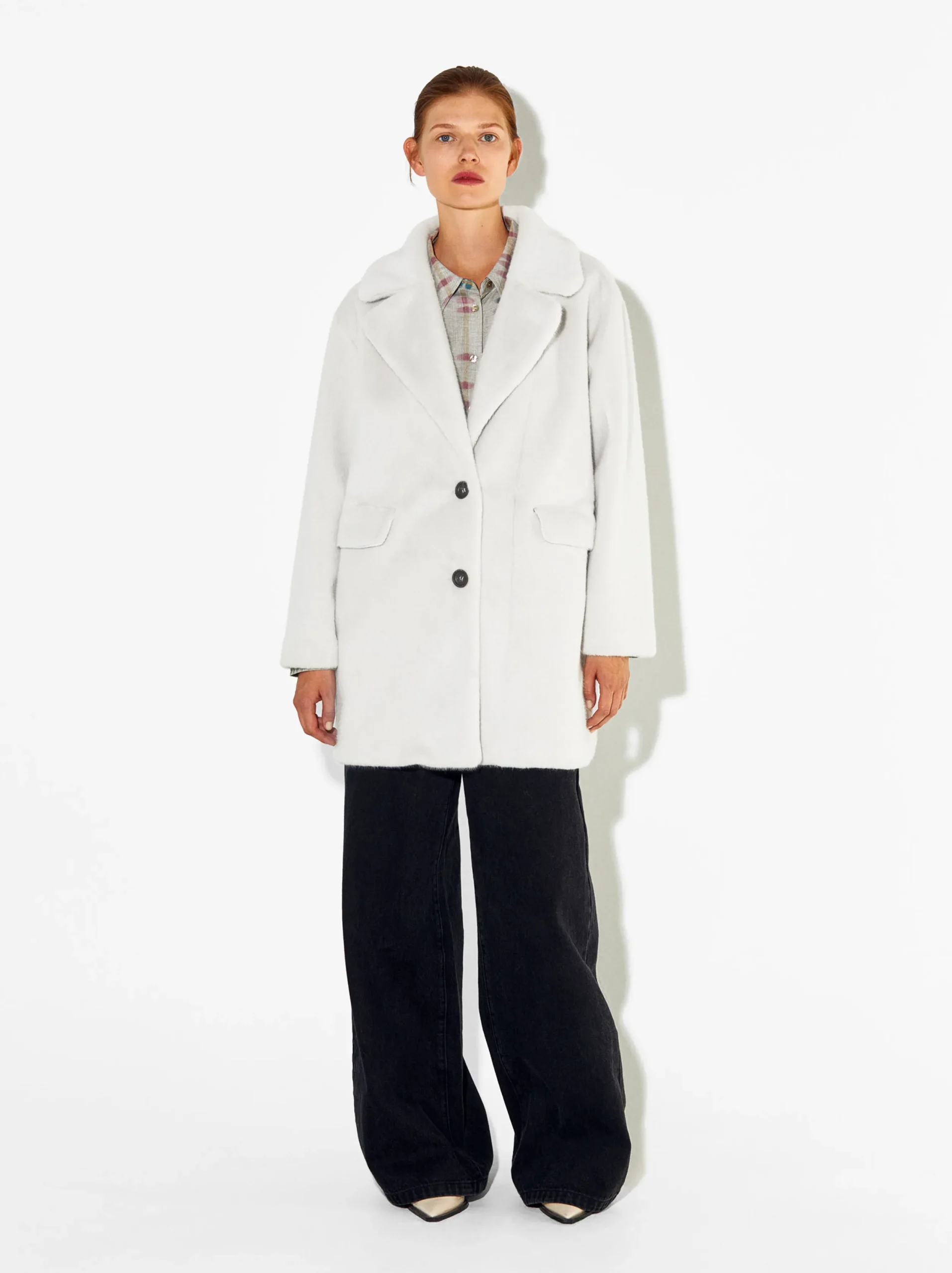 PARFOIS Exclusivo Online - Abrigo De Pelo Bolsillos Solapa Crudo Best Sale