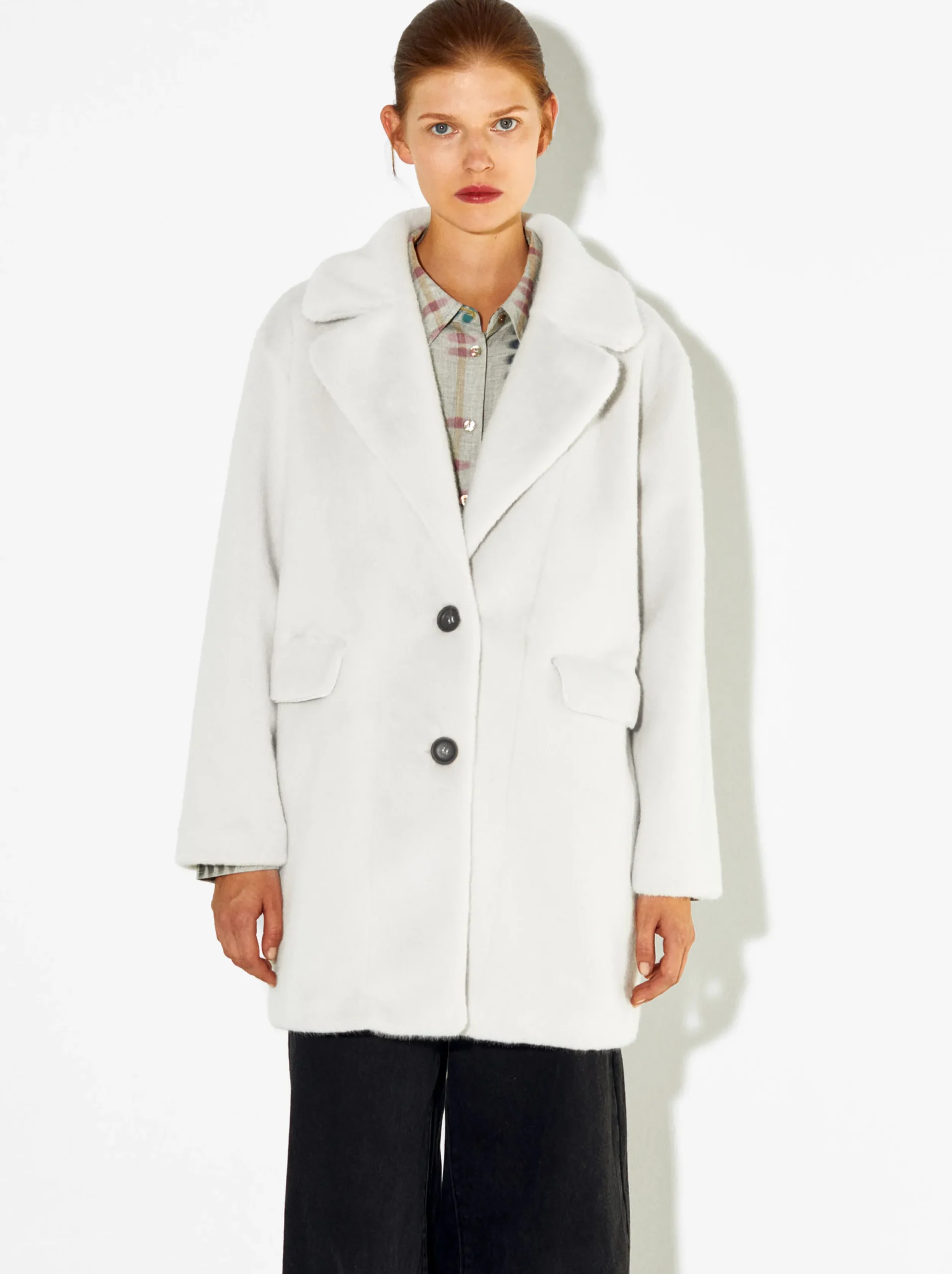 PARFOIS Exclusivo Online - Abrigo De Pelo Bolsillos Solapa Crudo Best Sale