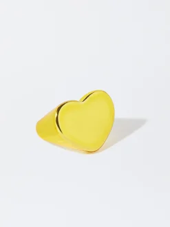 PARFOIS Exclusivo Online - Anillo Corazón Metalizado Dorado Discount