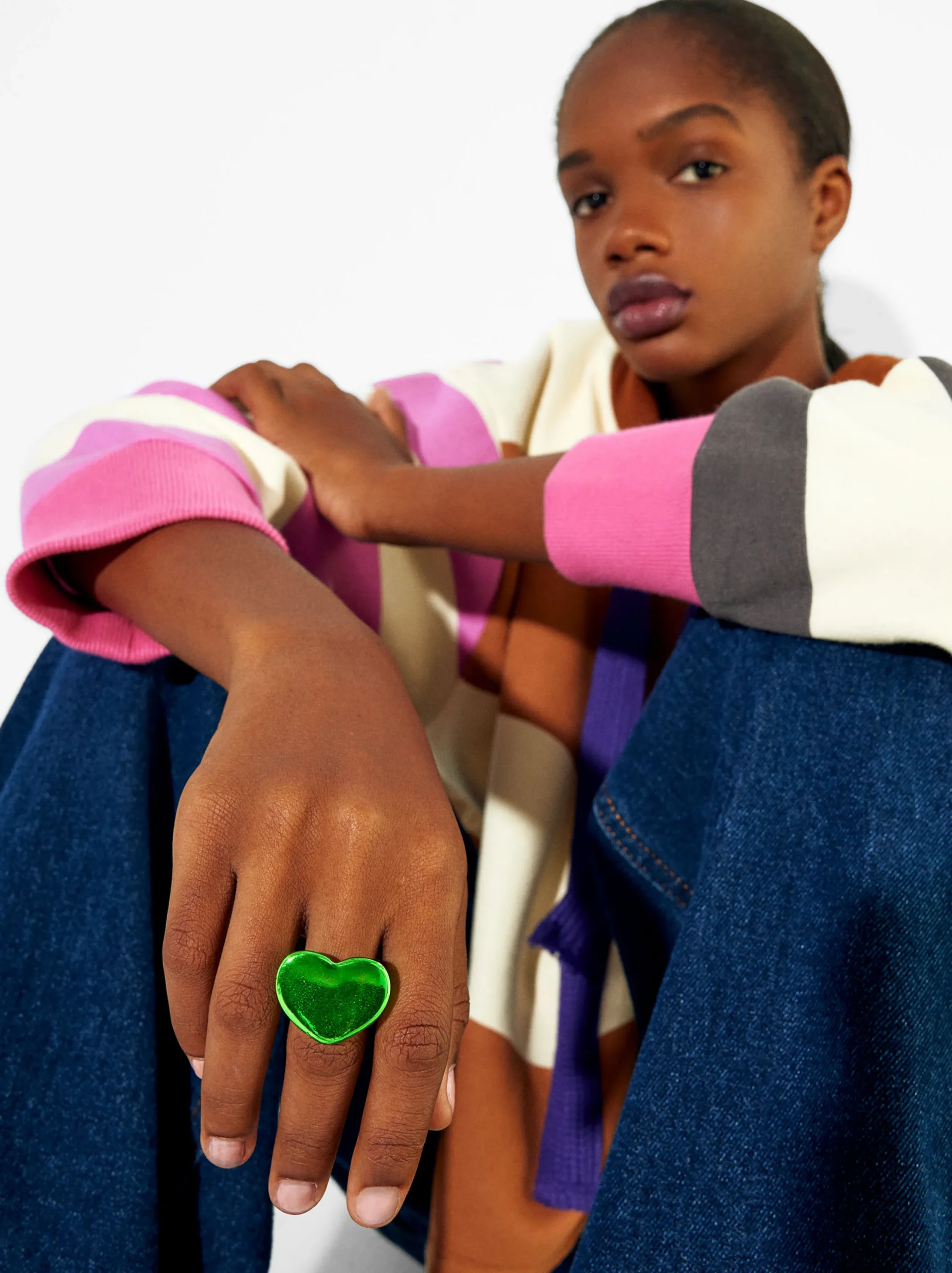 PARFOIS Exclusivo Online - Anillo Corazón Metalizado Verde Cheap