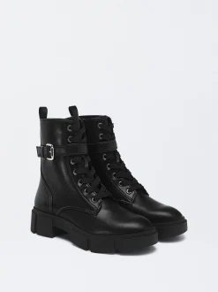 PARFOIS Exclusivo Online - Botín Con Cordones Y Hebilla Negro Best Sale