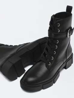 PARFOIS Exclusivo Online - Botín Con Cordones Y Hebilla Negro Best Sale