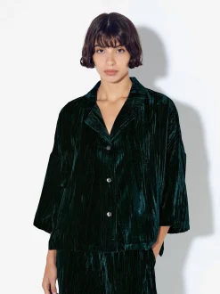 PARFOIS Exclusivo Online - Camisa De Terciopelo Azul Flash Sale