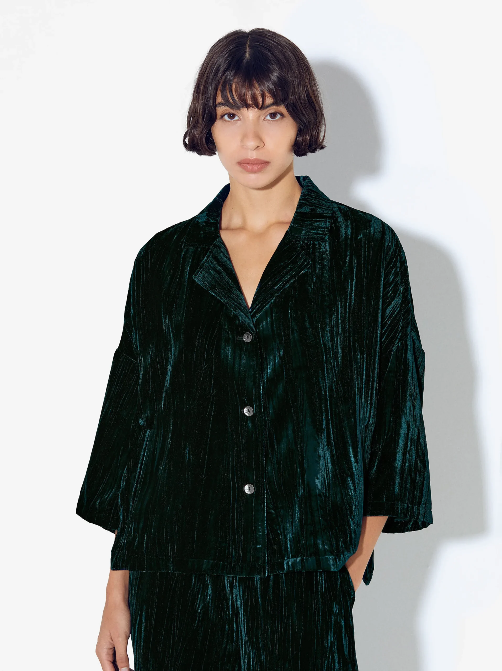 PARFOIS Exclusivo Online - Camisa De Terciopelo Azul Flash Sale