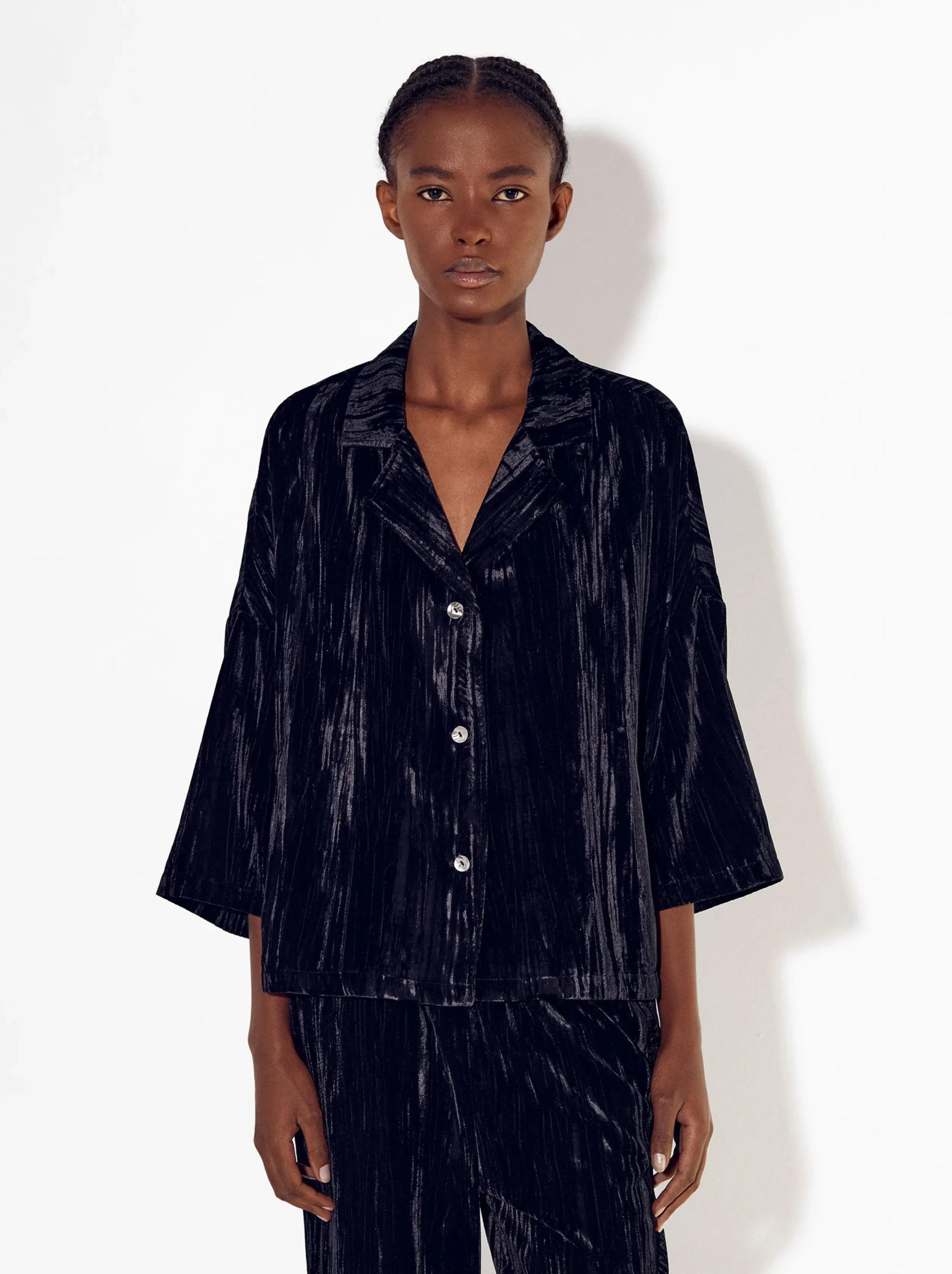 PARFOIS Exclusivo Online - Camisa De Terciopelo Negro New