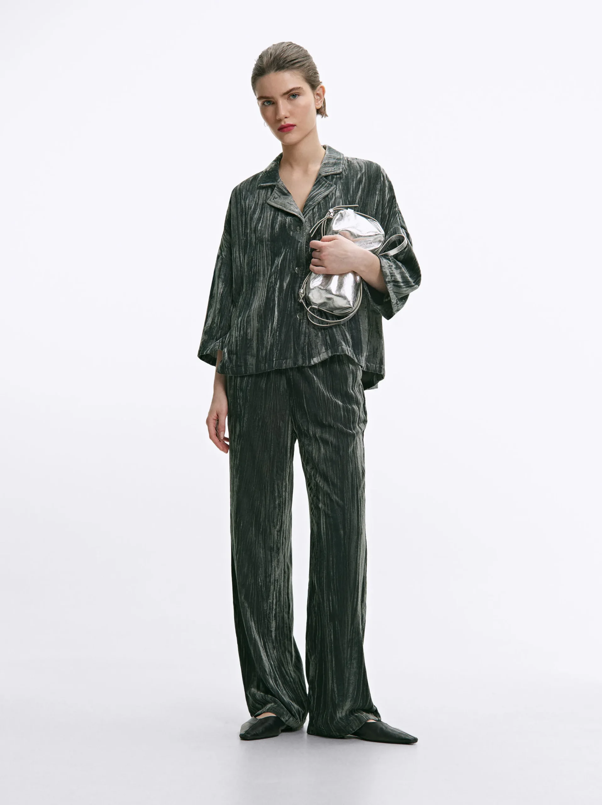 PARFOIS Exclusivo Online - Camisa De Terciopelo Gris Shop