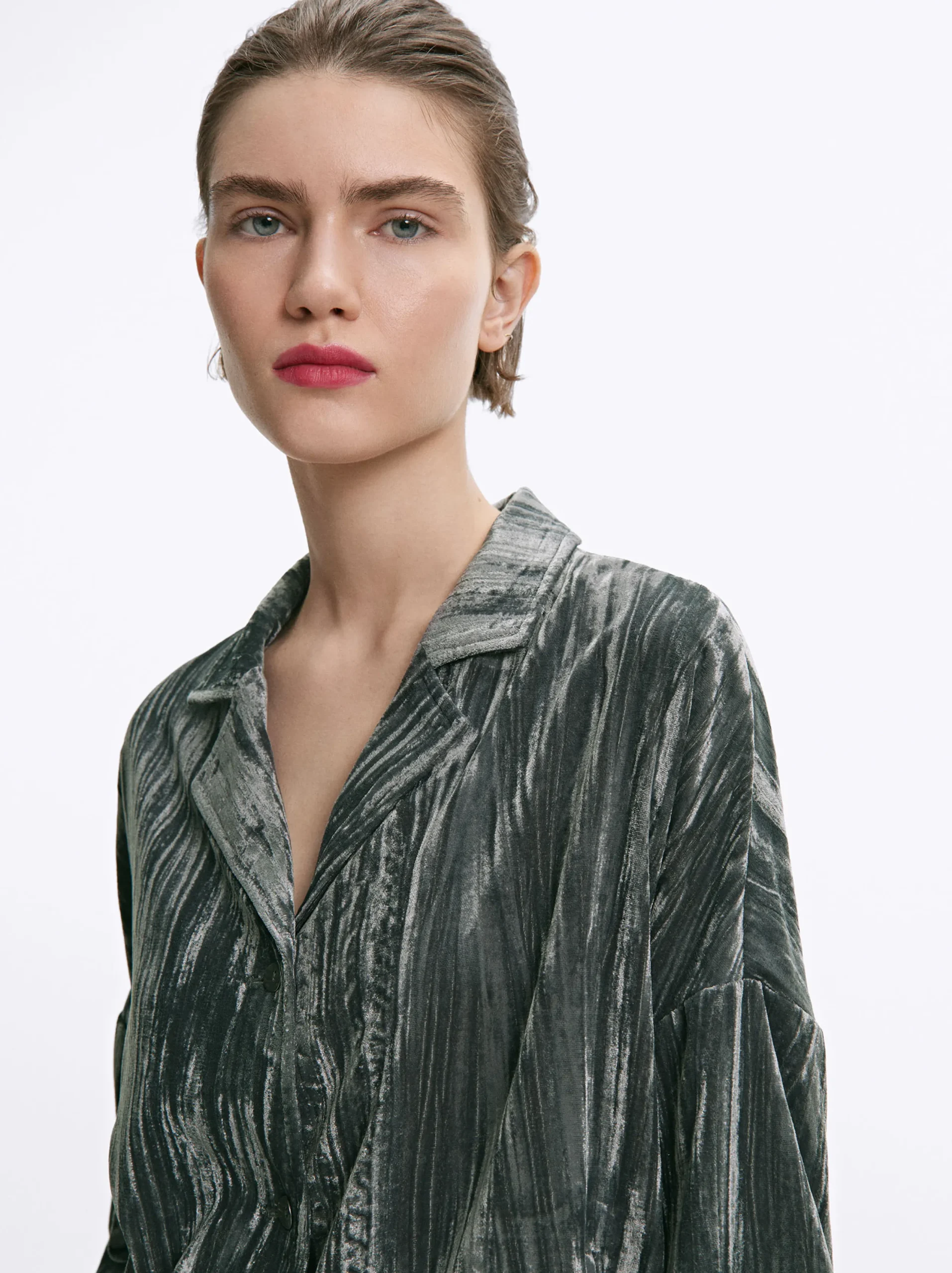 PARFOIS Exclusivo Online - Camisa De Terciopelo Gris Shop