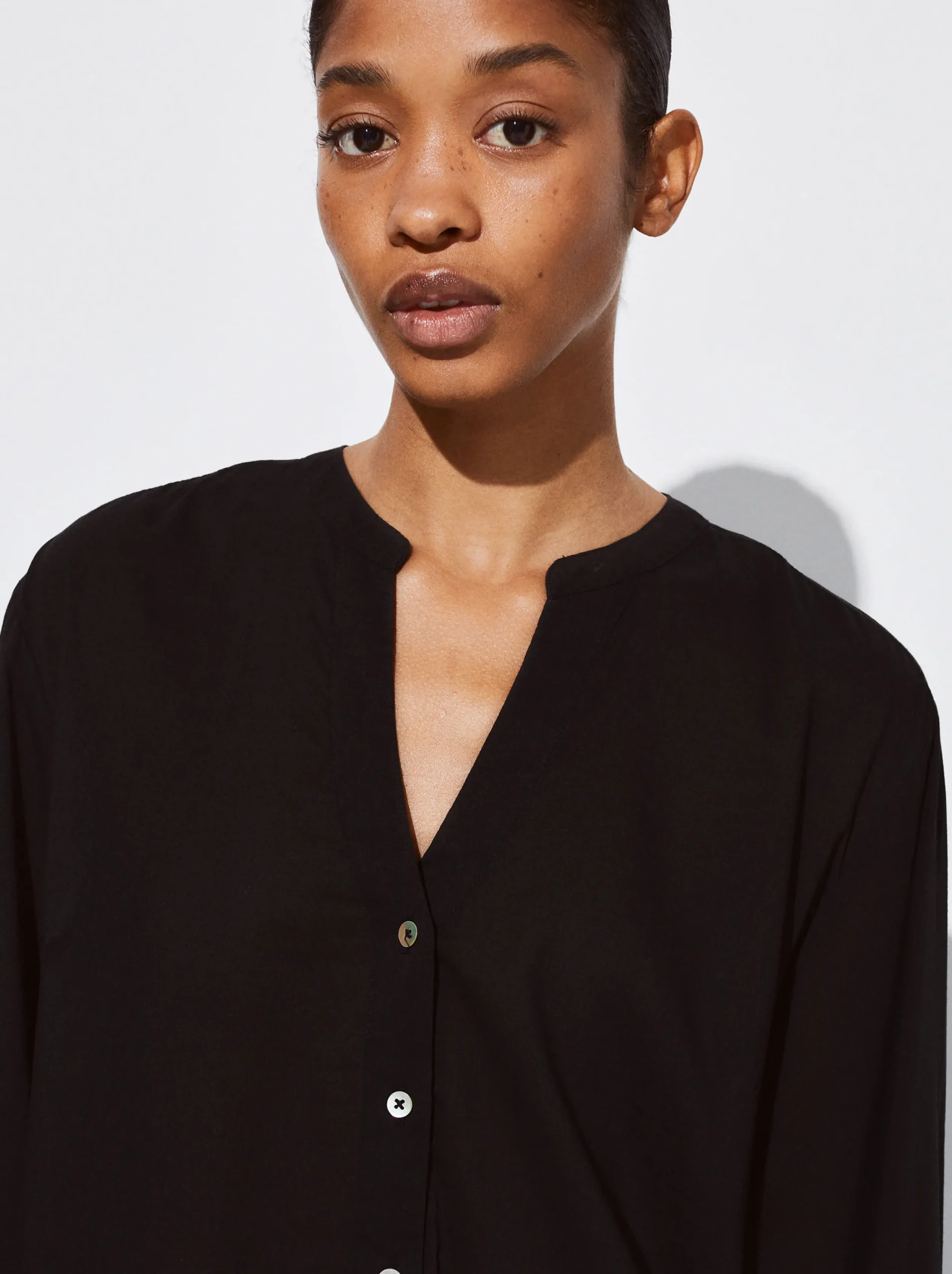 PARFOIS Exclusivo Online - Camisa Algodón Manga Larga Negro Discount