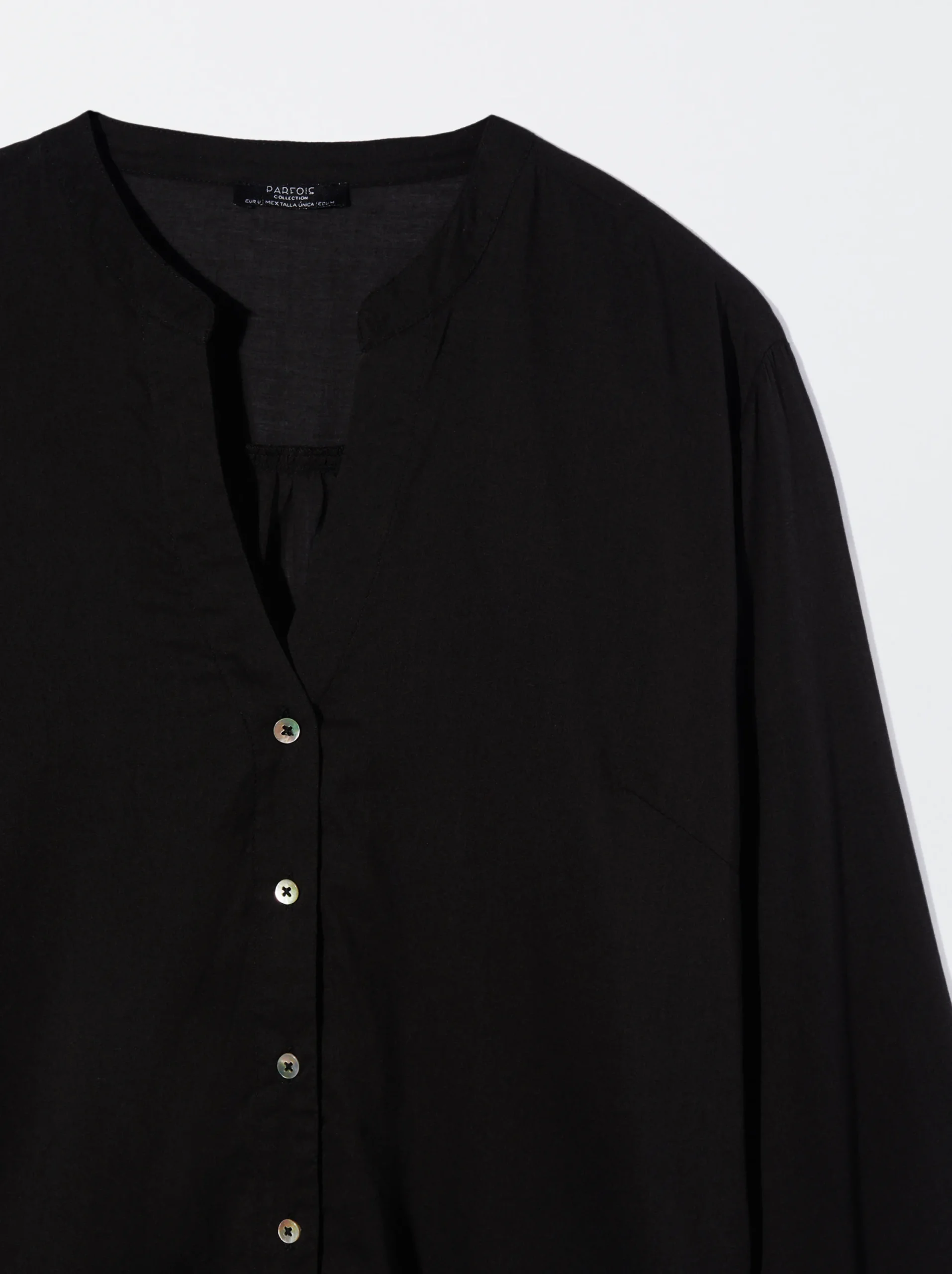 PARFOIS Exclusivo Online - Camisa Algodón Manga Larga Negro Discount