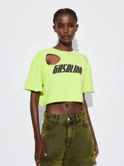 PARFOIS Exclusivo Online - Camiseta Cropped Cut Out Verde Outlet