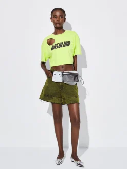 PARFOIS Exclusivo Online - Camiseta Cropped Cut Out Verde Outlet