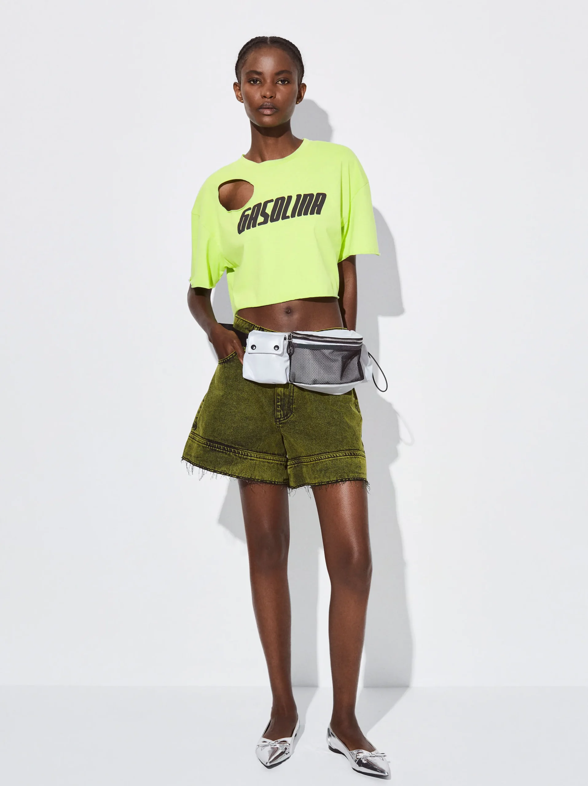 PARFOIS Exclusivo Online - Camiseta Cropped Cut Out Verde Outlet