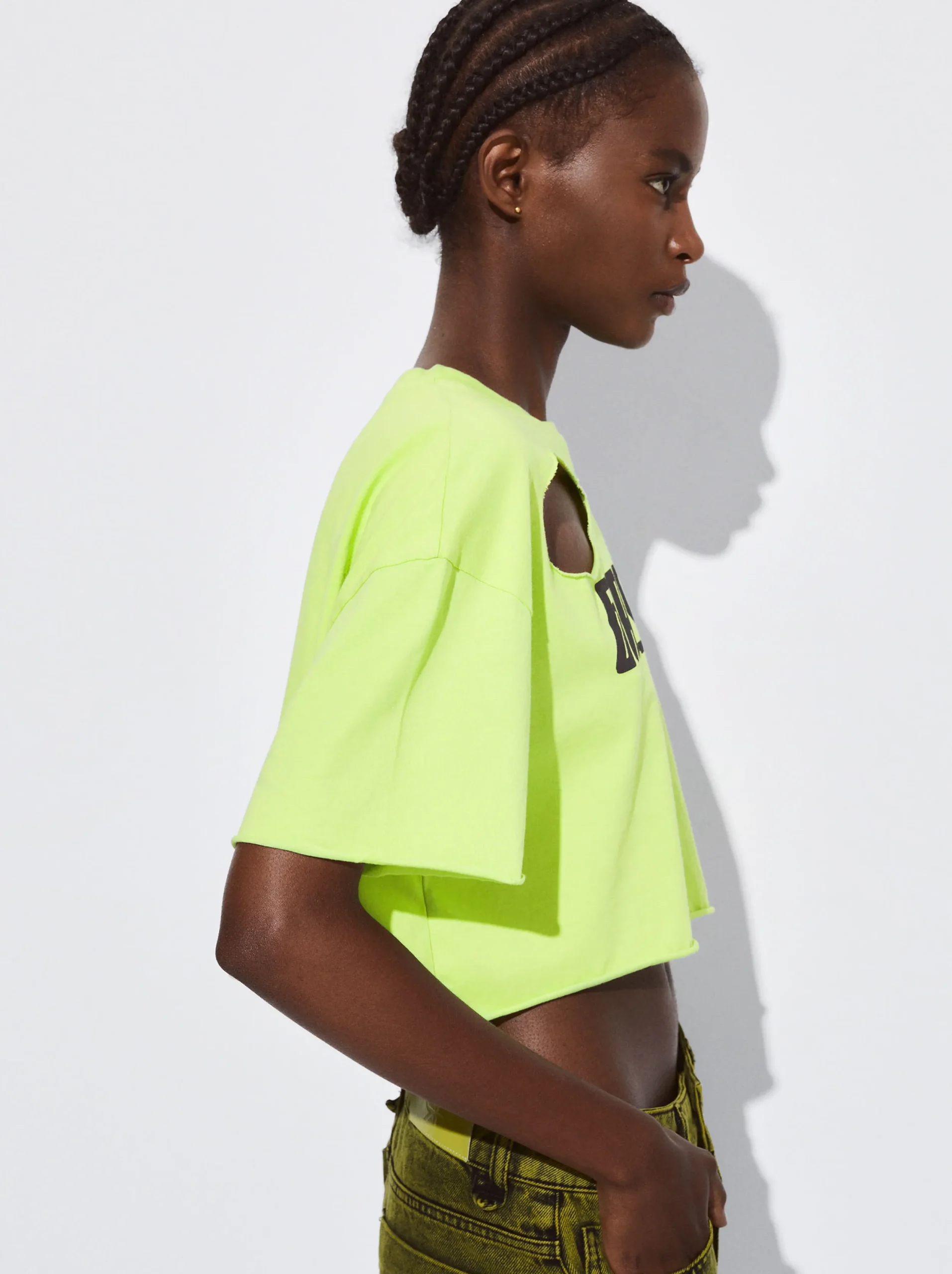 PARFOIS Exclusivo Online - Camiseta Cropped Cut Out Verde Outlet