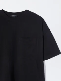 PARFOIS Exclusivo Online - Camiseta Algodón Con Bolsillo Negro Best Sale