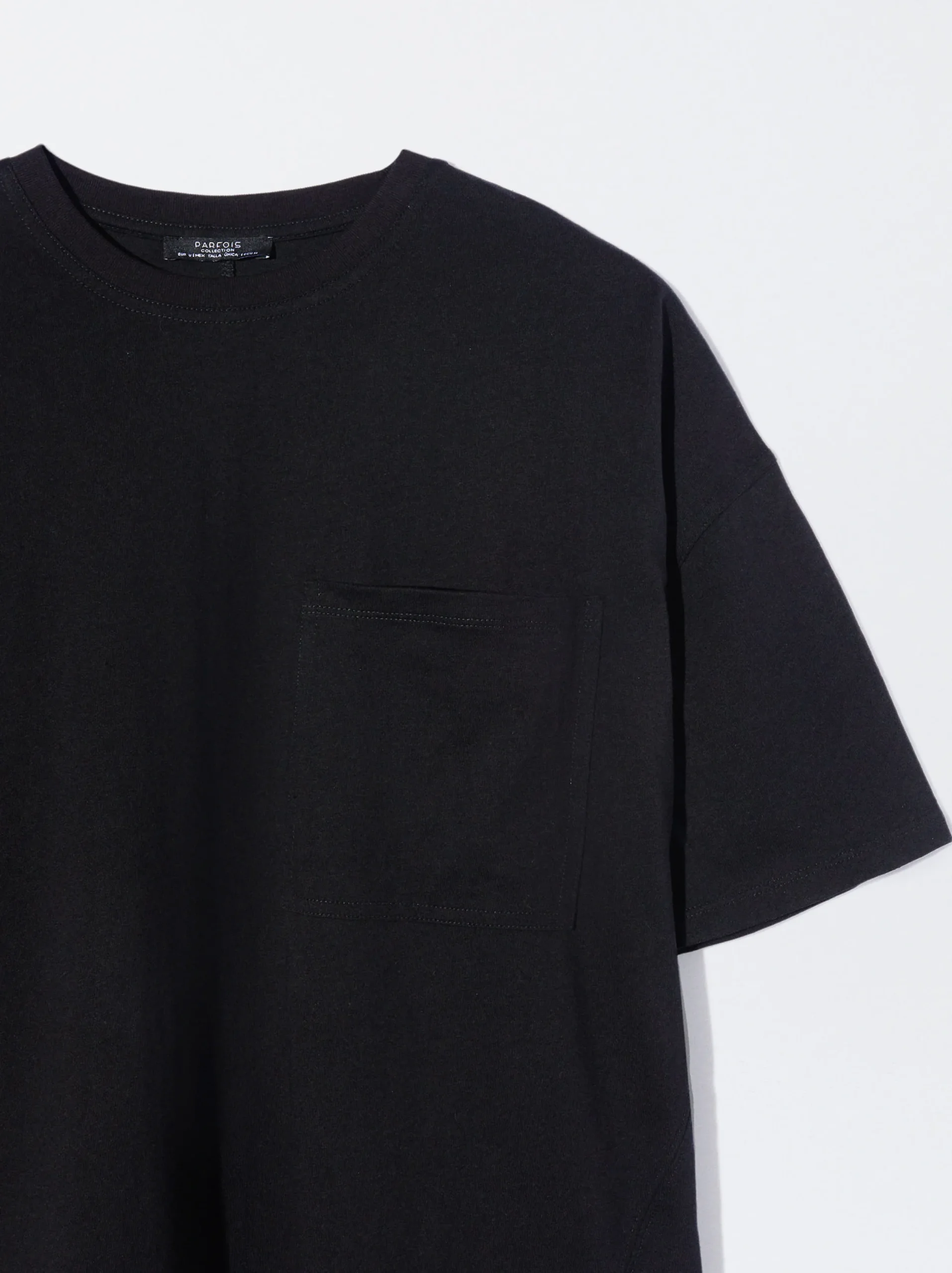 PARFOIS Exclusivo Online - Camiseta Algodón Con Bolsillo Negro Best Sale