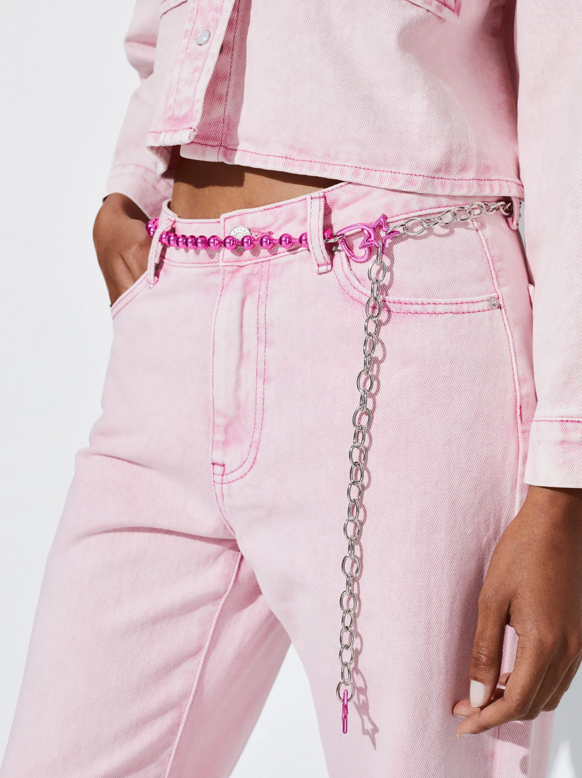 PARFOIS Exclusivo Online - Cinturón Metálico Con Charms Rosa Outlet