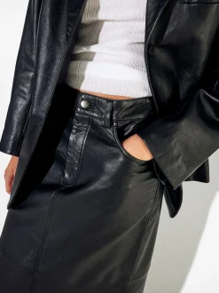 PARFOIS Exclusivo Online - Falda Larga De Piel Negro New
