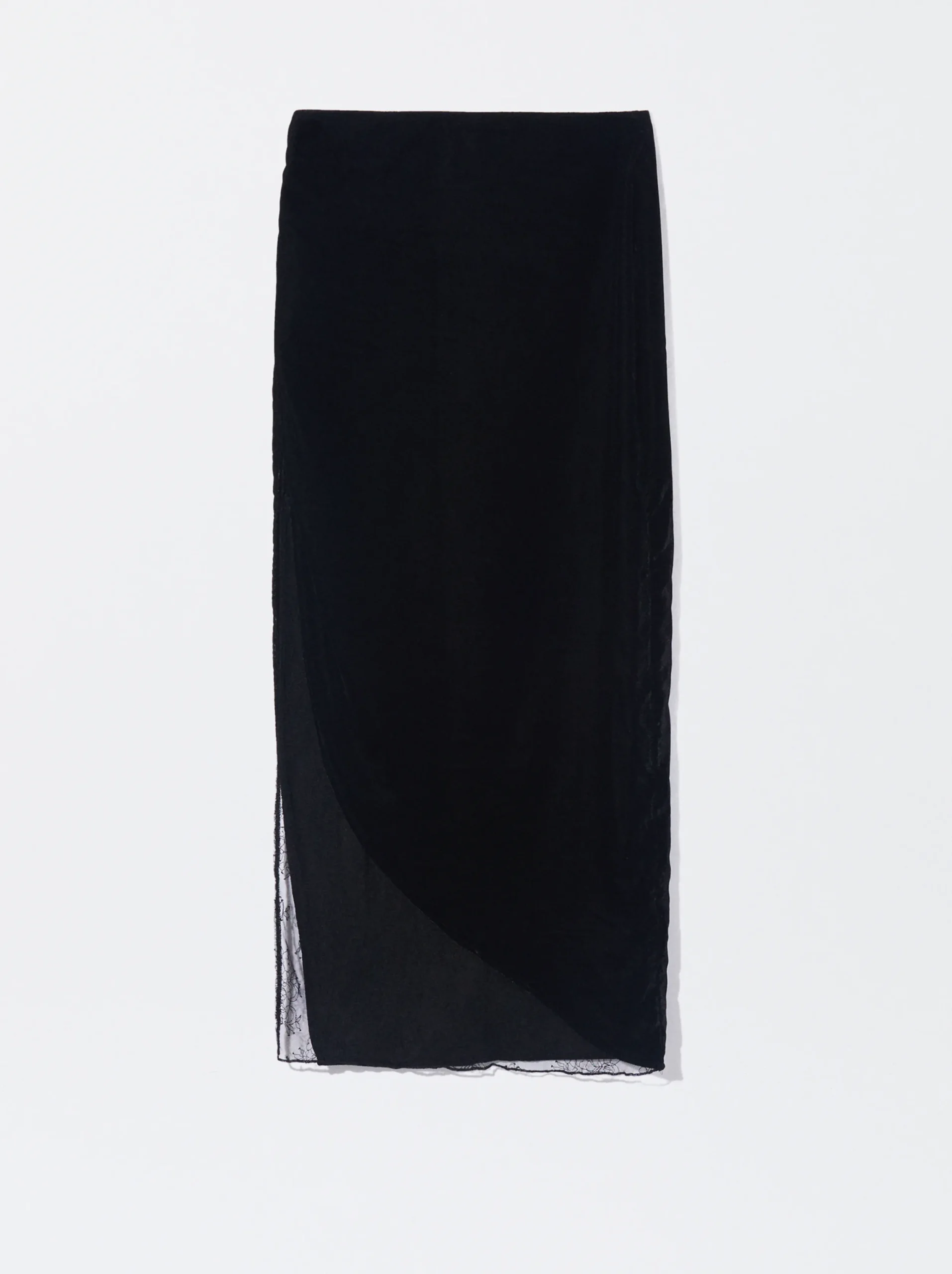 PARFOIS Exclusivo Online - Falda Terciopelo Con Detalle De Encaje Negro Hot