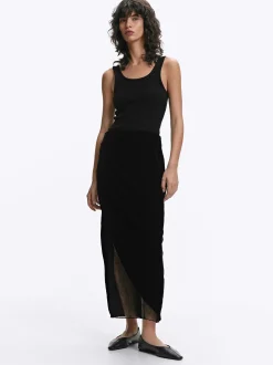 PARFOIS Exclusivo Online - Falda Terciopelo Con Detalle De Encaje Negro Hot