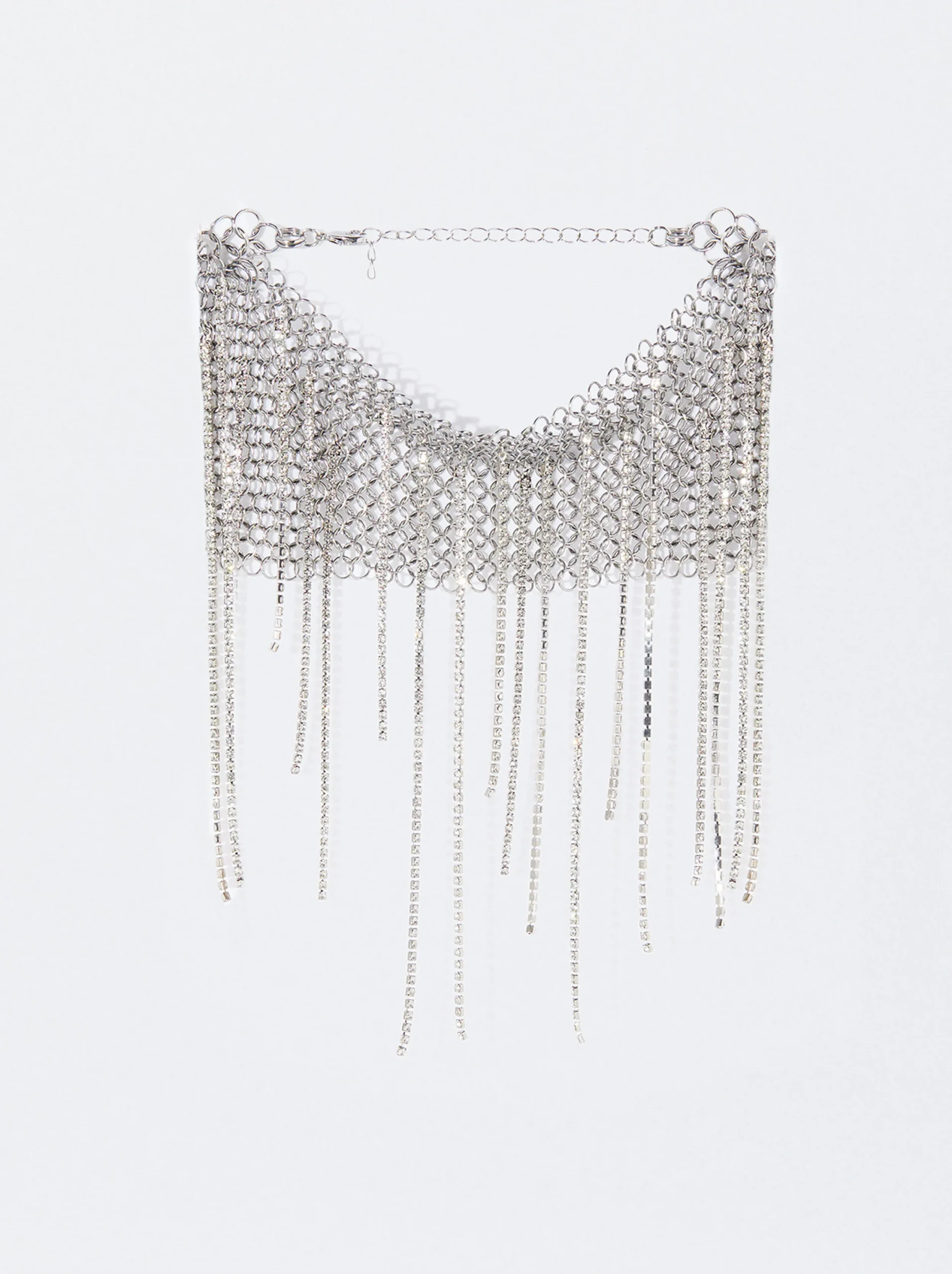 PARFOIS Exclusivo Online - Maxi Collar Efecto Malla Con Cristales Plateado Cheap